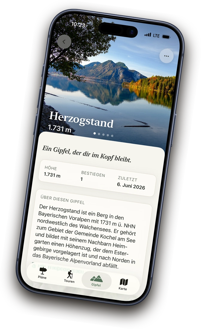 Gipfeldetail Herzogstand in Above mit Foto, Höhe, Notiz und Besteigungen