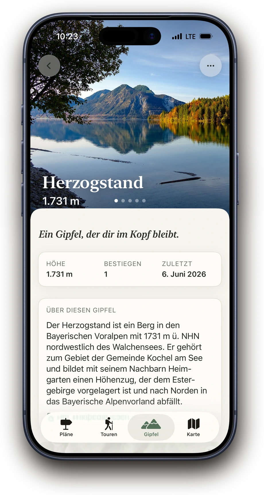 Gipfeldetail Herzogstand in Above mit Foto, Höhe, Notiz und Besteigungen